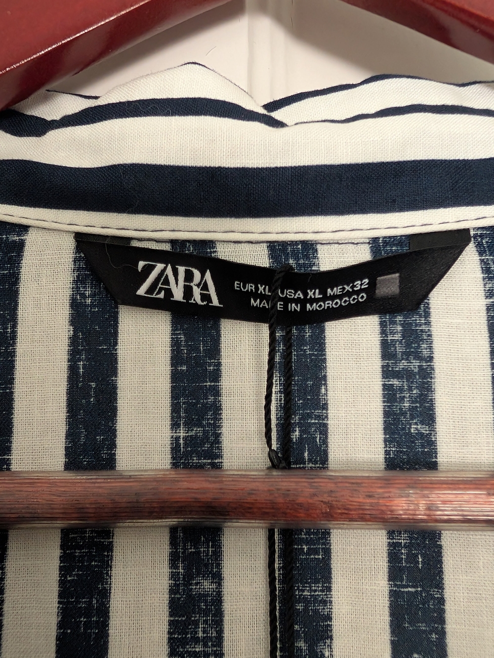 Zara Navy and White Stripe Button-Front Shirt Dress - Picture 3 of 8